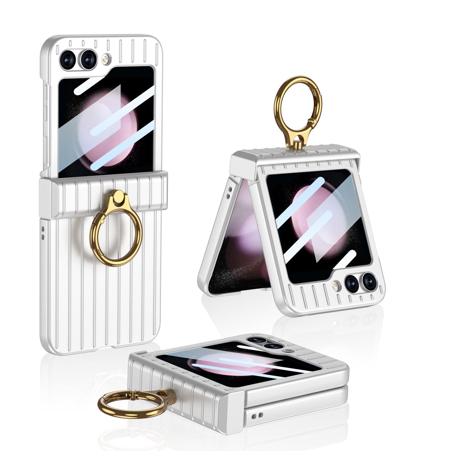 GKK Hinge Protection Phone Case for Samsung Galaxy Z Flip5 5G Suitcase Style Anti-Drop Hard PC Phone Cover with Small Screen Film GKK Hinge Protection Phone Case for Samsung Galaxy Z Flip5 5G Suitcase Style Anti-Drop Hard PC Phone Cover with Small Screen Film